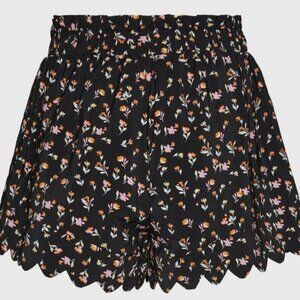 Vero Moda Shorts Women Large Black Floral Elastic Waist Mid Rise VMolga